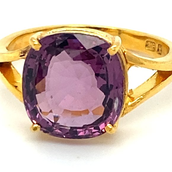 Certified Spinel 6.15ct Solid 22K Yellow Gold Ring - Picture 7 of 8